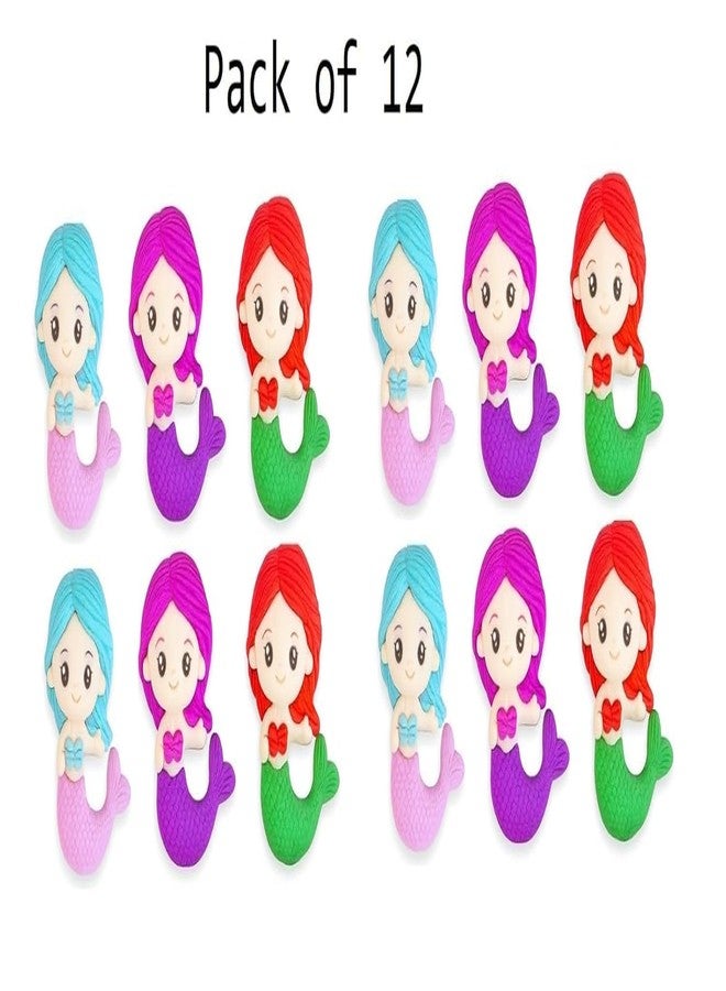Crafty Cuddle Mermaid Ocean Eraser | Cute Cartoon Mermaid Shape Eraser for Kids | Fun, Soft, Non-Toxic School Stationery | Drawing, Study, Art & Return Gift for Children (Pack of 12) - Image 3